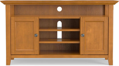 TV Media Stand 54 Inch Wide Golden Brown Cabinet Storage