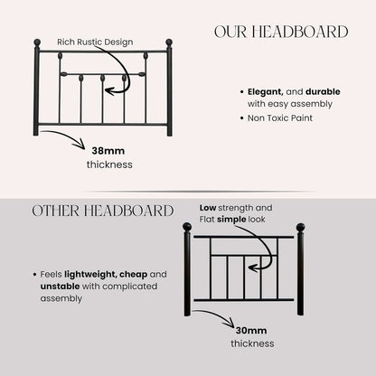 Victorian Twin Size Metal Bed Frame with Adjustable Headboard
