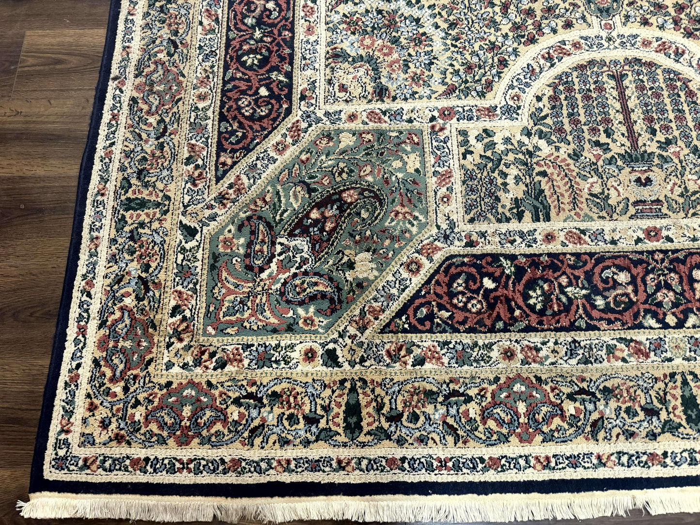 Persian Rug 8x11, Belgium Power Loomed Rug, Kirman Lavar Floral Design, Vintage Rug