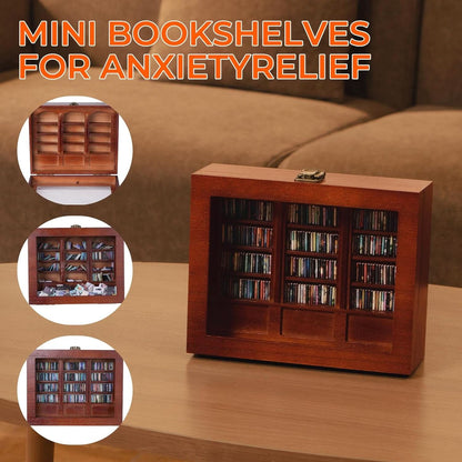 Anxiety Bookshelf Miniature Library Display Cabinet Books