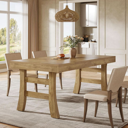 63 Inch Farmhouse Rectangular Wood Dining Table Kitchen