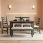 6 Piece Rustic Wood Dining Table Set With Bench And Chairs