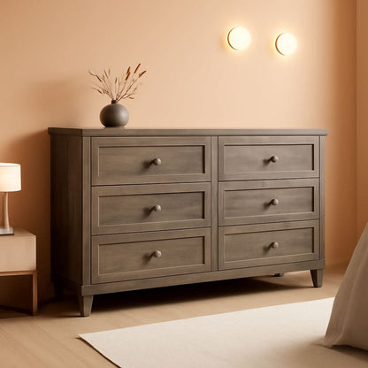 Grey Substantial Six Drawers Dresser With Hardware
