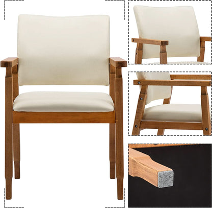 Mid Century Modern Walnut Dining Chairs With Beige Fabric