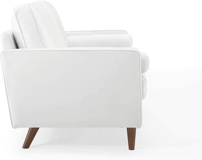 Valour Performance Velvet Sofa White Mid Century Modern