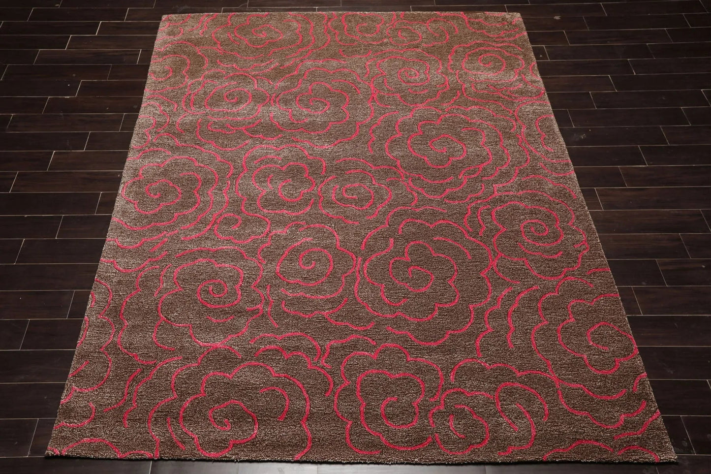 LoomBloom Multi Size Brown Hand Tufted Contemporary Wool and Faux Silk Oriental Area Rug