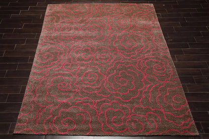 LoomBloom Multi Size Brown Hand Tufted Contemporary Wool and Faux Silk Oriental Area Rug