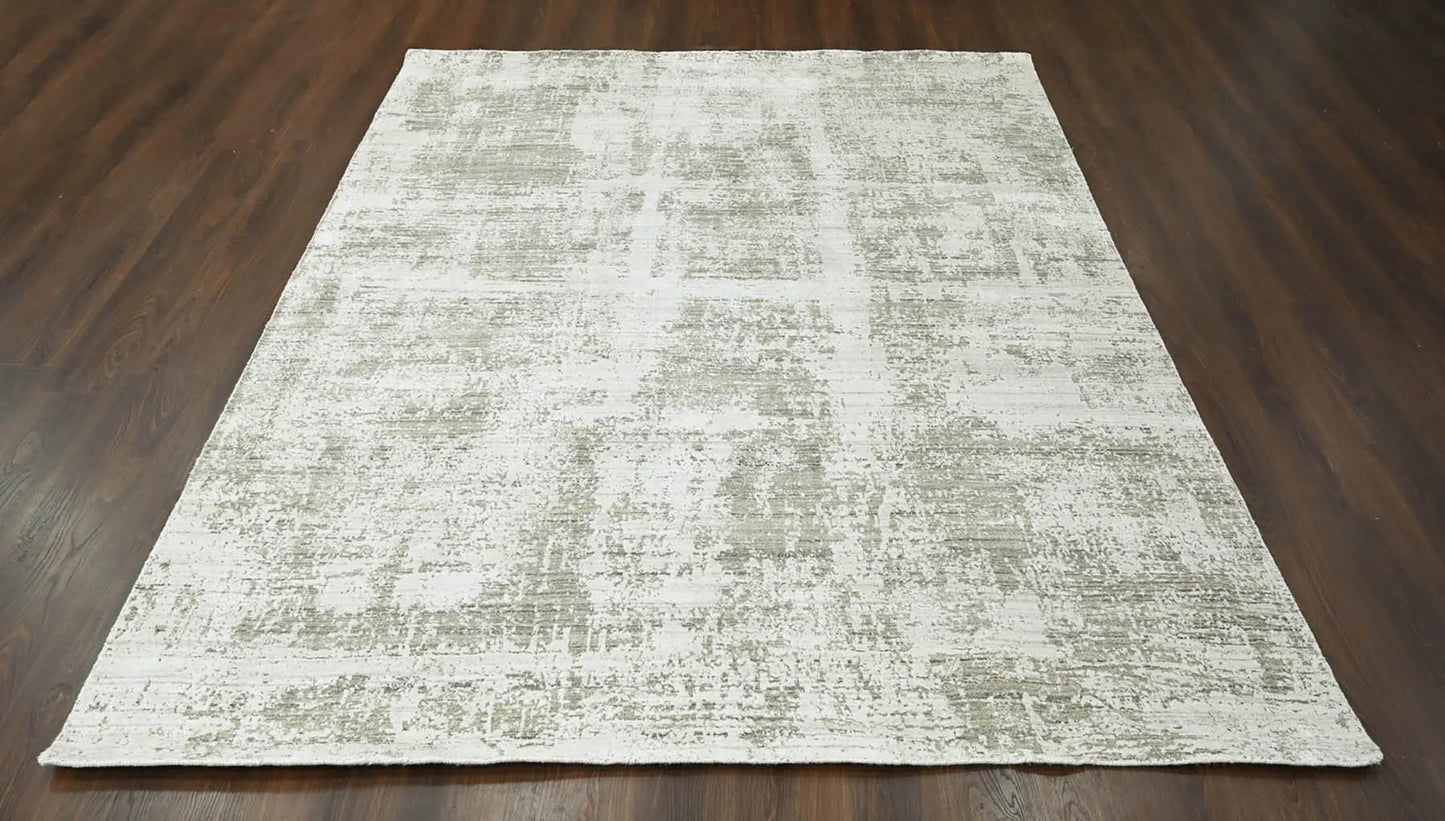 Multi Size Ivory, Gray Color Hand Knotted 100% Wool Modern & Contemporary Oriental Area Rug