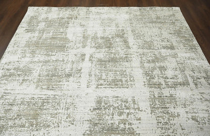 Multi Size Ivory, Gray Color Hand Knotted 100% Wool Modern & Contemporary Oriental Area Rug