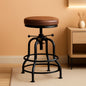 Industrial Bar Stool Adjustable Brown Counter Height