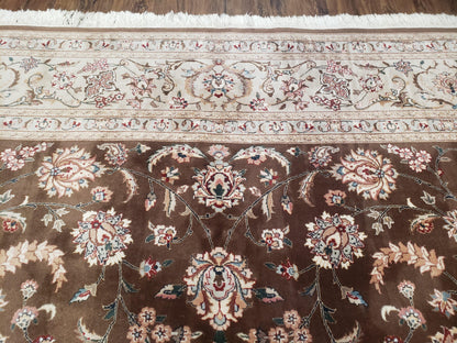 Vintage Pak-Persian Area Rug 9x12, Wool Hand-Knotted Spice Brown & Ivory Traditional Fine Oriental Carpet, Pakistani Carpet, 9 x 12 Fine Rug