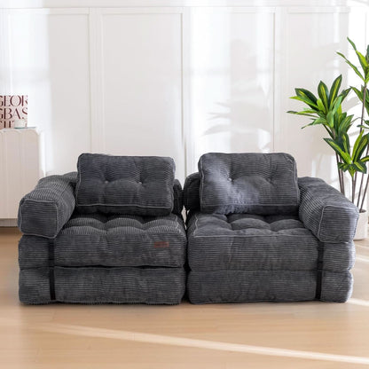 L Shaped Folding Sofa Bed Grey Convertible Sleeper Sofa