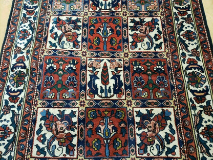 4' X 6' Vintage Handmade Indian Panel Design Wool Rug Veg Dyes