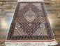 Afghan Rug 4x5, Wool with Silk Highlights, Very Fine Hand Knotted Vintage Oriental Carpet, Herati Pattern, Persian Rug, Bidjar Rug, 400 KPSI