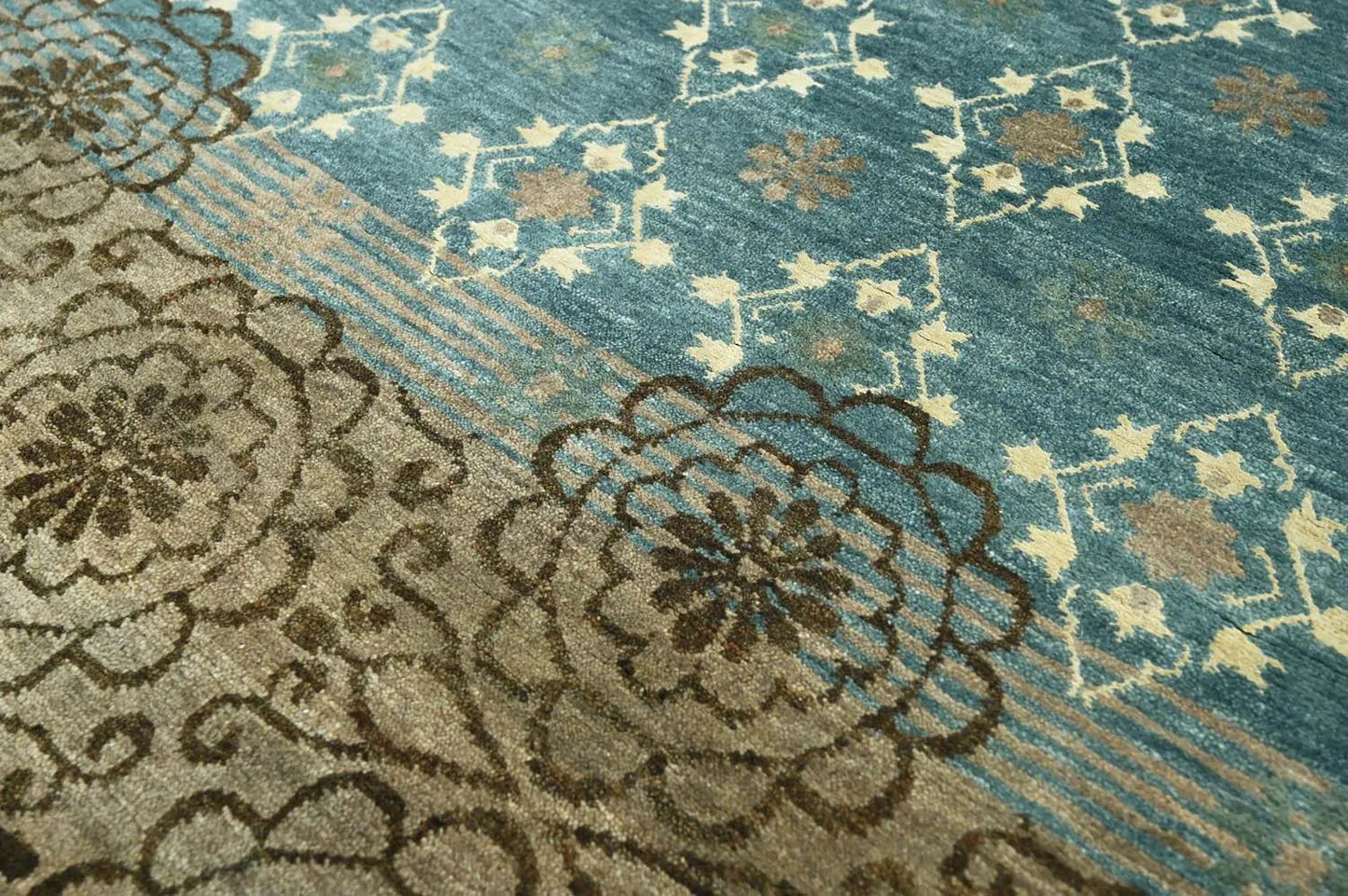 LoomBloom 3' 10'' x5' 11'' Teal Hand Knotted Transitional Oushak Wool Oriental Area Rug
