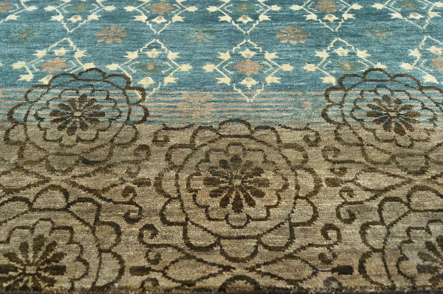 LoomBloom 3' 10'' x5' 11'' Teal Hand Knotted Transitional Oushak Wool Oriental Area Rug