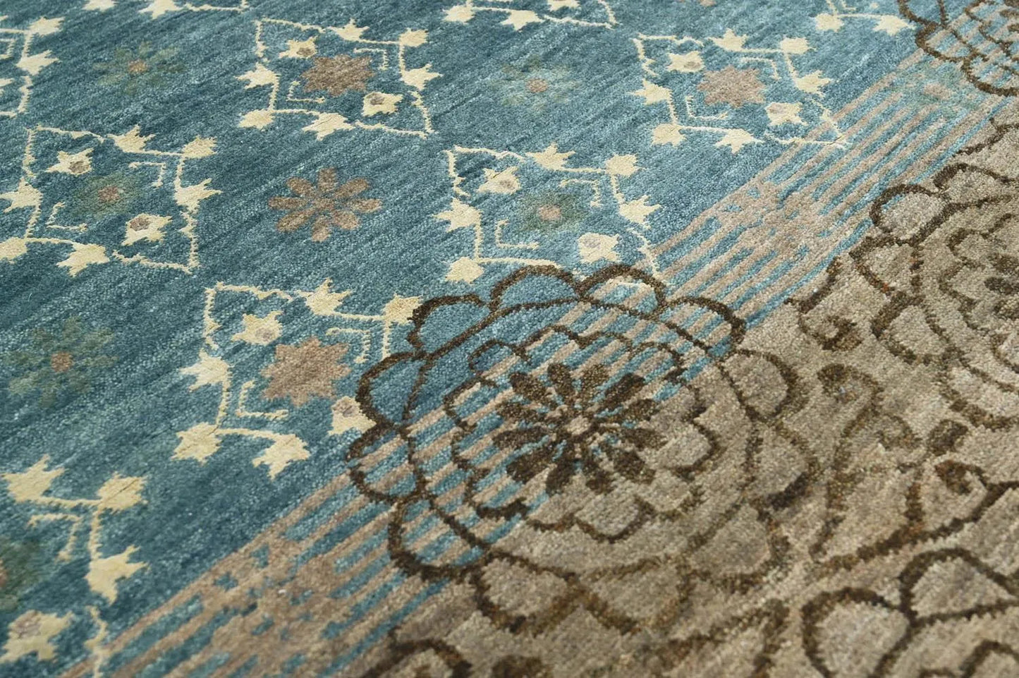 LoomBloom 3' 10'' x5' 11'' Teal Hand Knotted Transitional Oushak Wool Oriental Area Rug