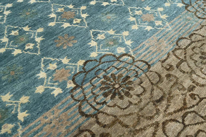 LoomBloom 3' 10'' x5' 11'' Teal Hand Knotted Transitional Oushak Wool Oriental Area Rug