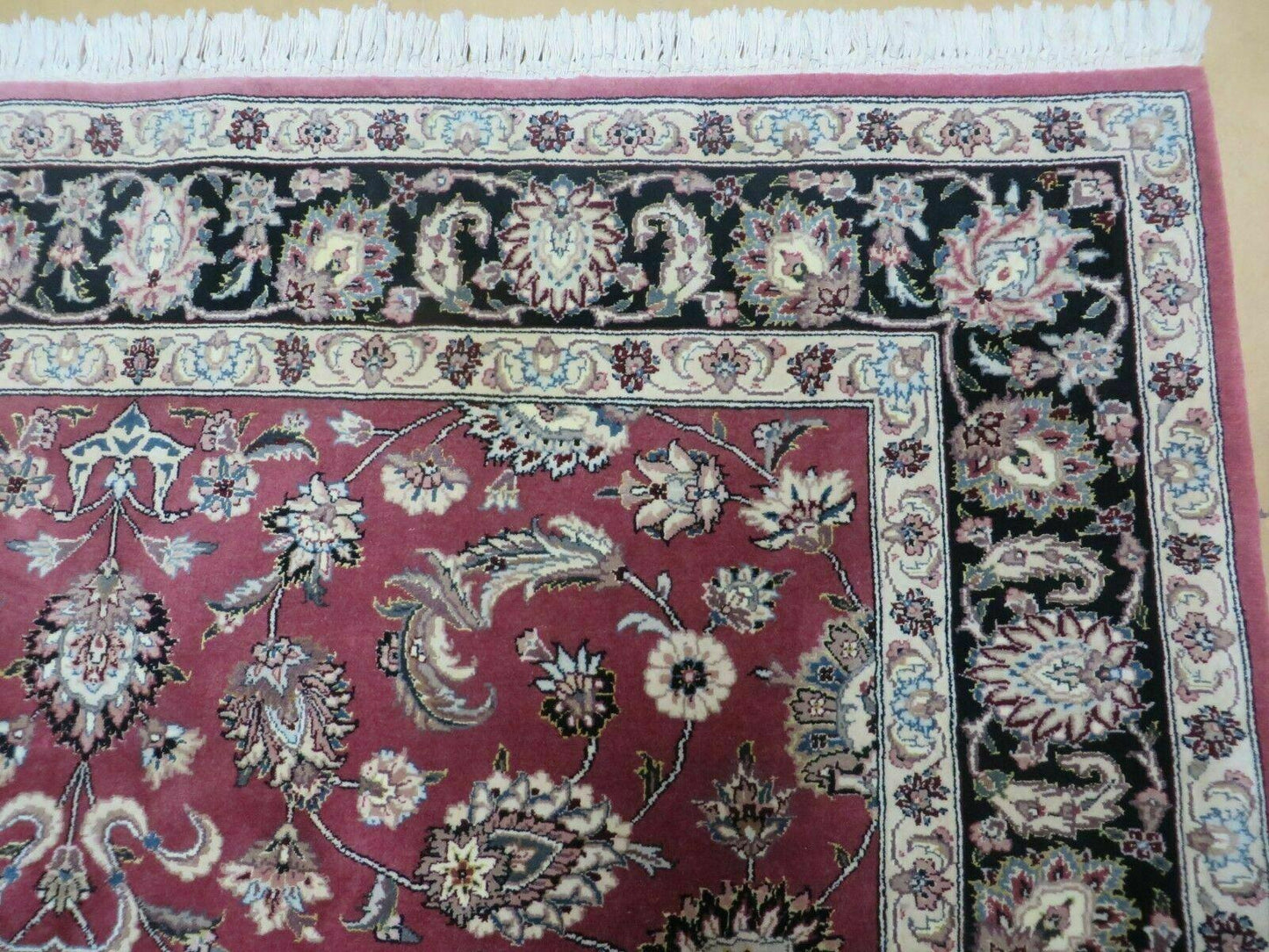 6' X 9' Vintage Handmade Fine India Floral Oriental Silk Accent Wool Rug Carpet