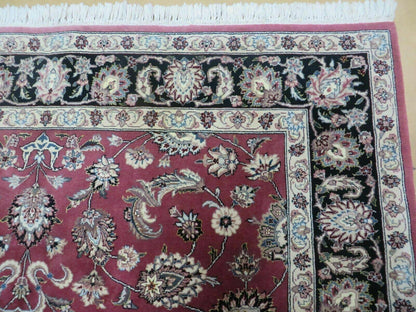 6' X 9' Vintage Handmade Fine India Floral Oriental Silk Accent Wool Rug Carpet
