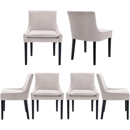 Corduroy Upholstered Dining Chairs With Wood Legs Set Of 6