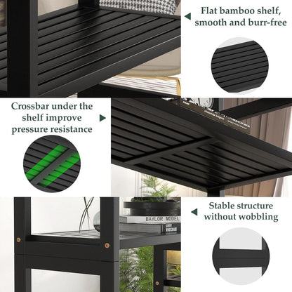 Double Wide Black Bookshelf Freestanding 6 Feet Tall