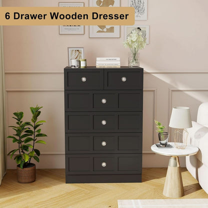 Black Fluted 24 Inch Dresser For Bedroom Storage Solutions