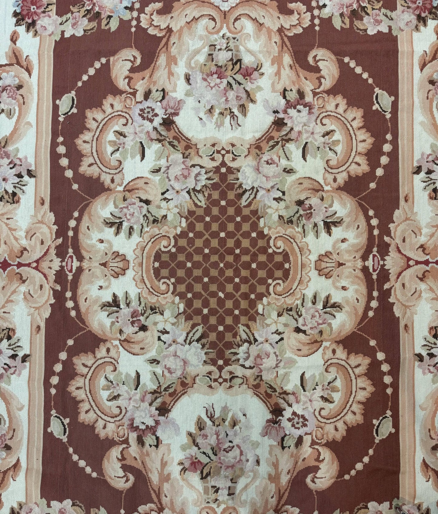 Vintage Needlepoint Rug 6x9, Aubusson Rug, Flatweave Wool Elegant Carpet, Medium Size, French European Design