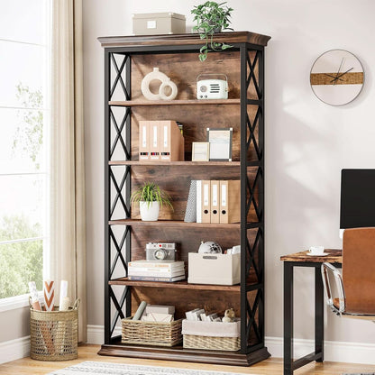 Six Tier Bookcase 71 Inch Industrial Storage Shelf