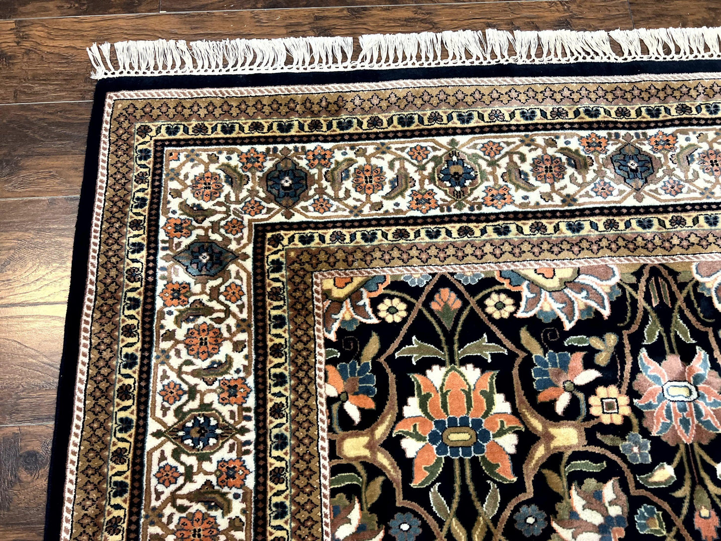 Indo Persian Bidjar Rug 6x10, Vintage Handmade Wool Carpet, Allover Pattern