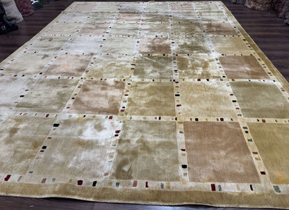 Large Wool Rug 10x13, Panel Design, Modern Contemporary Carpet