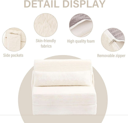 Multifunctional Sleeper Sofa Bed Single Size Beige