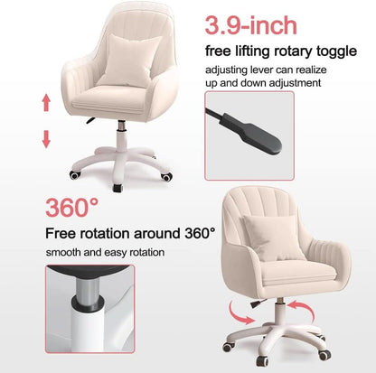 Velvet Mid Back Office Chair With Adjustable Height