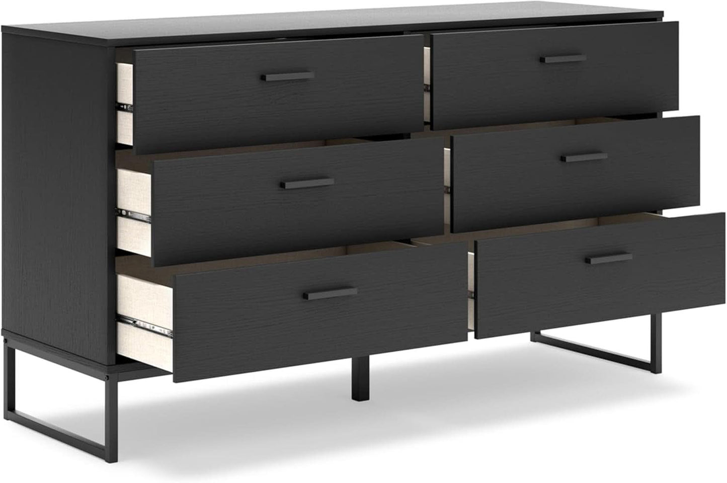 Socalle Modern 6-Drawer Dresser Black With Safety Stop