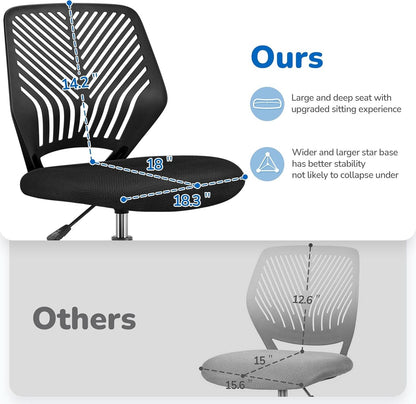 Low Back Armless Desk Chair With Lumbar Support Black
