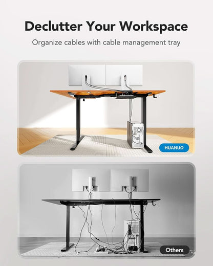 71x48 Inch L Shaped Electric Dual Motor Standing Desk Brown