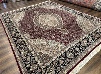 Sino Persian Rug 8x10, Herati, Elegant Oriental Carpet, Dark Maroon