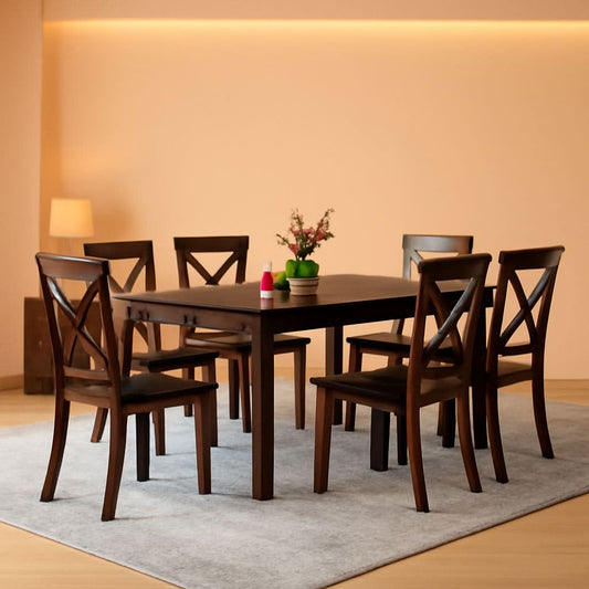 7 Piece Dining Table Set With 6 Chairs Modern Style