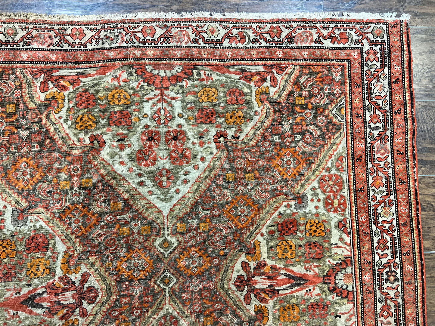 Wonderful Antique Persian Malayer Rug 4x6, Wool Hand Knotted Authentic Oriental Carpet, Very Fine