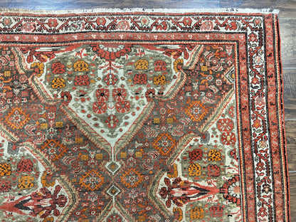 Wonderful Antique Persian Malayer Rug 4x6, Wool Hand Knotted Authentic Oriental Carpet, Very Fine