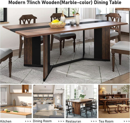 71In Large Rectangular Dining Table With Brown Tabletop
