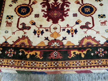 5' X 6' Vintage Handmade Knotted Turkish Kazak Pattern Wool Rug Bohemian Boho Interior Design