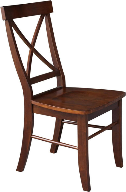 Espresso Solid Wood X Back Dining Chairs Set For Kitchen