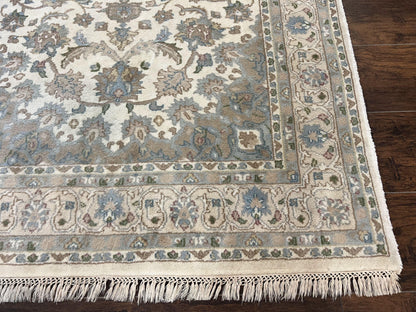 Indo Persian Rug 4x6, Floral Medallion, Beige, Handmade Wool Vintage Carpet 4 x 6 ft