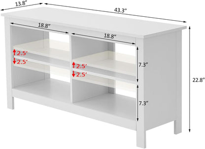 43 Inch White Mid Century Modern TV Stand For 50 Inch TVs