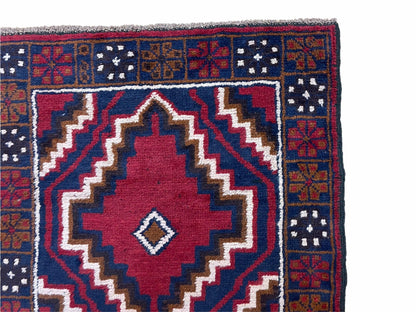 3 X 5 Vintage Handmade Tribal Wool Rug Balouchi Rug Afghan Rug Red Beige Nice