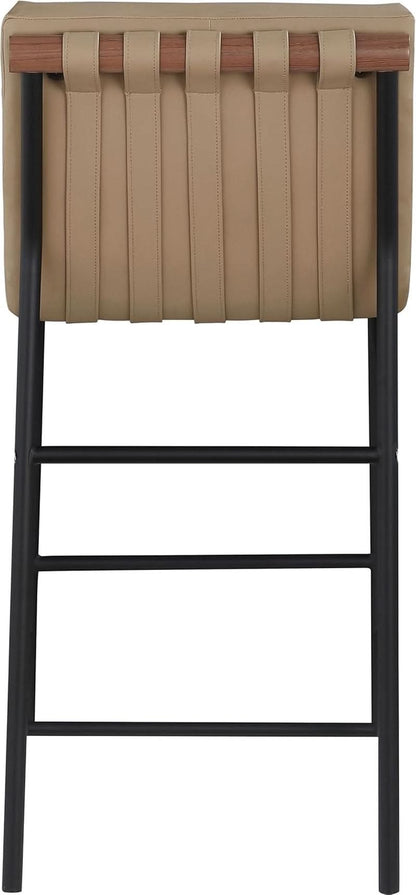 Burke Counter Stool Tan Vegan Leather Matte Black Frame