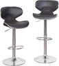 Two Brown Airlift Swivel Barstools With Chrome Base Adjustable Height 360 Degree Rotation