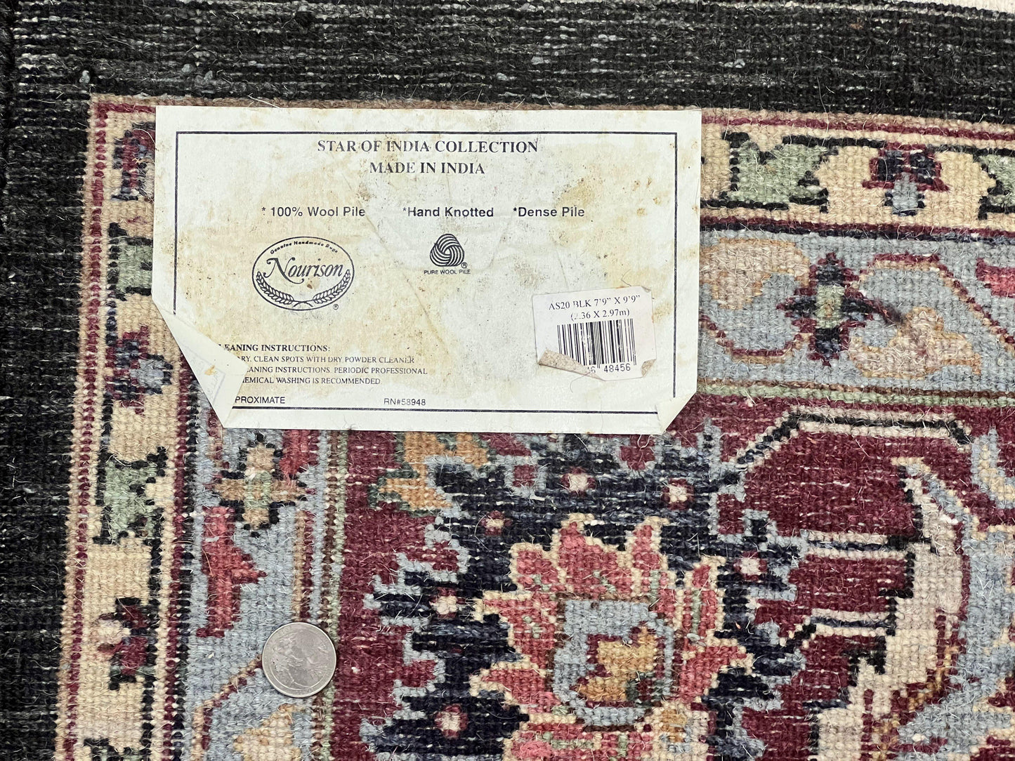 Indo Persian Rug 8x10, Nourison Carpet, Floral, Hand Knotted Vintage Wool Rug