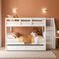 Twin Over Twin Bunk Bed With Stairs And Trundle White
